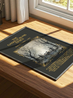 The Gashlycrumb Tinies Minimalist Book Poster by Edward Gorey – print on a sunlit desk