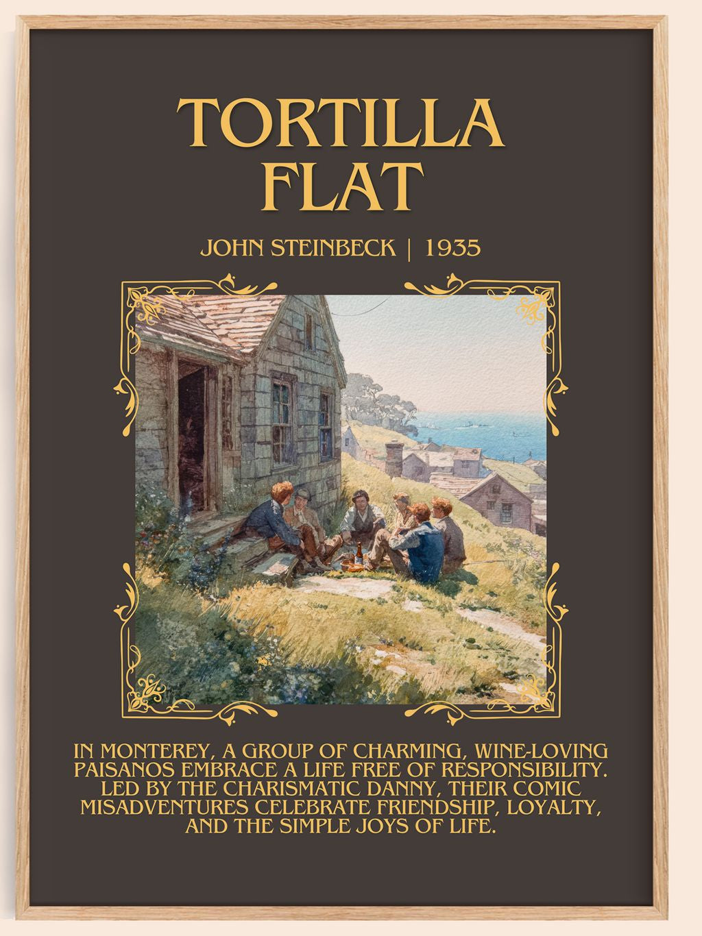 Tortilla Flat Minimalist Book Poster by John Steinbeck – book poster