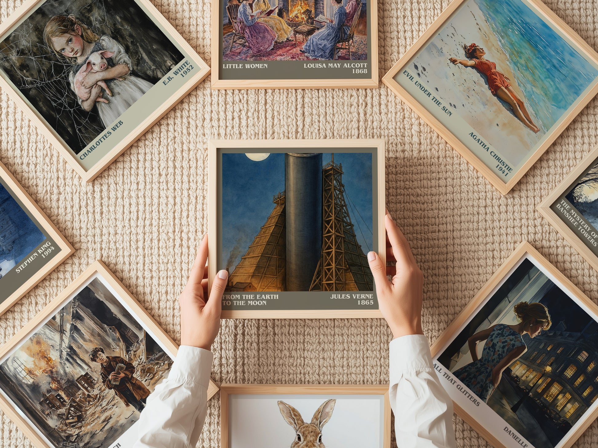 From The Earth To The Moon literary book poster framed on wall – sci fi wall art