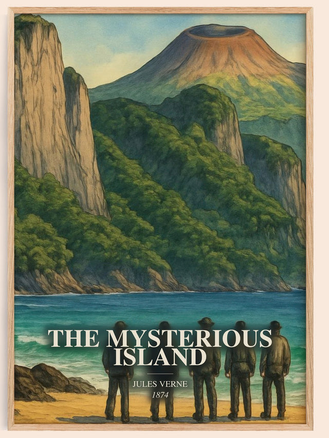 The Mysterious Island Book Watercolour Illustration by Jules Verne