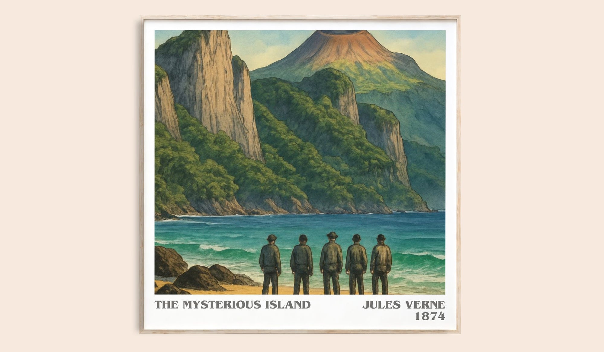 The Mysterious Island literary book poster by Jules Verne – framed literary art print