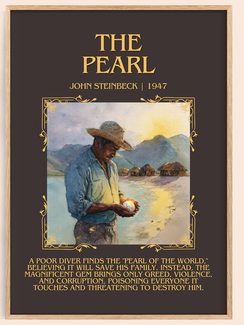 The Pearl Minimalist Book Poster by John Steinbeck – book poster