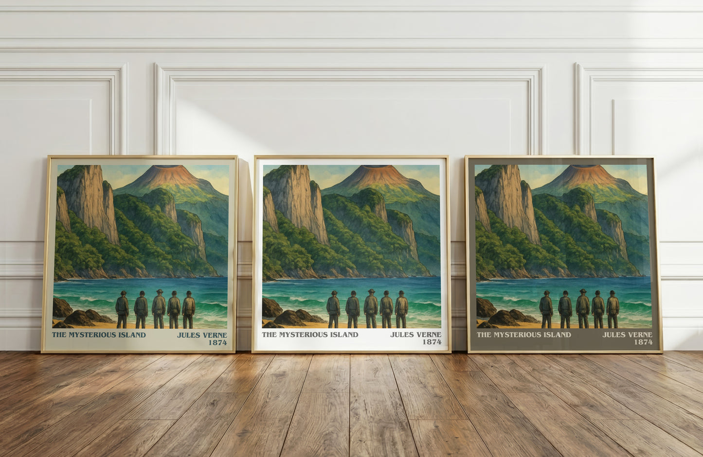 The Mysterious Island literary art print colour and style options – Jules Verne book art
