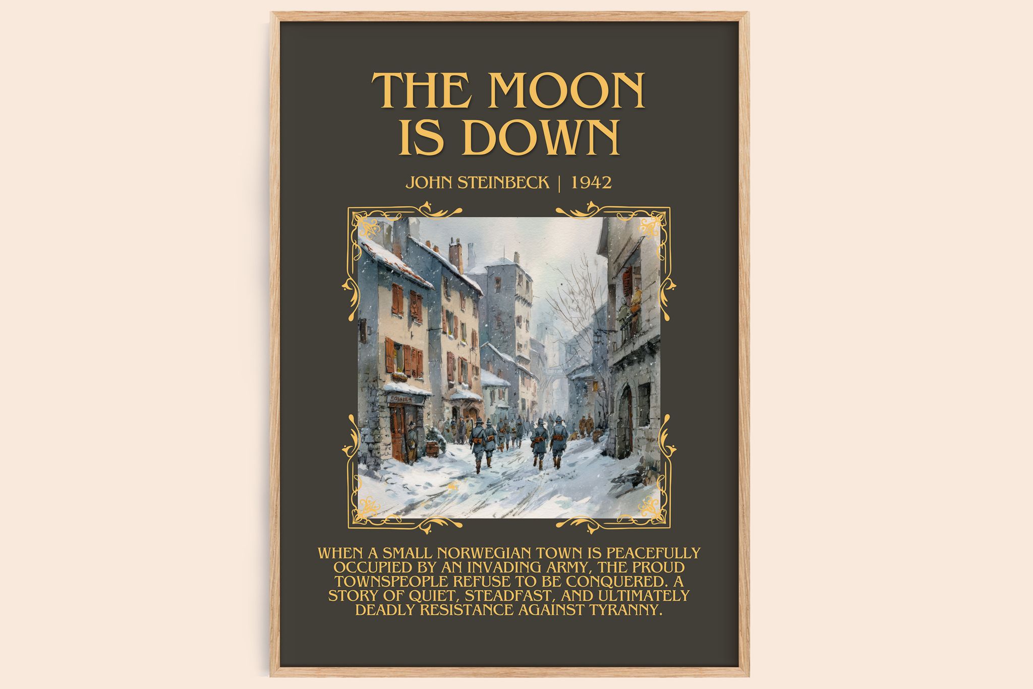 The Moon Is Down Minimalist Book Poster by John Steinbeck