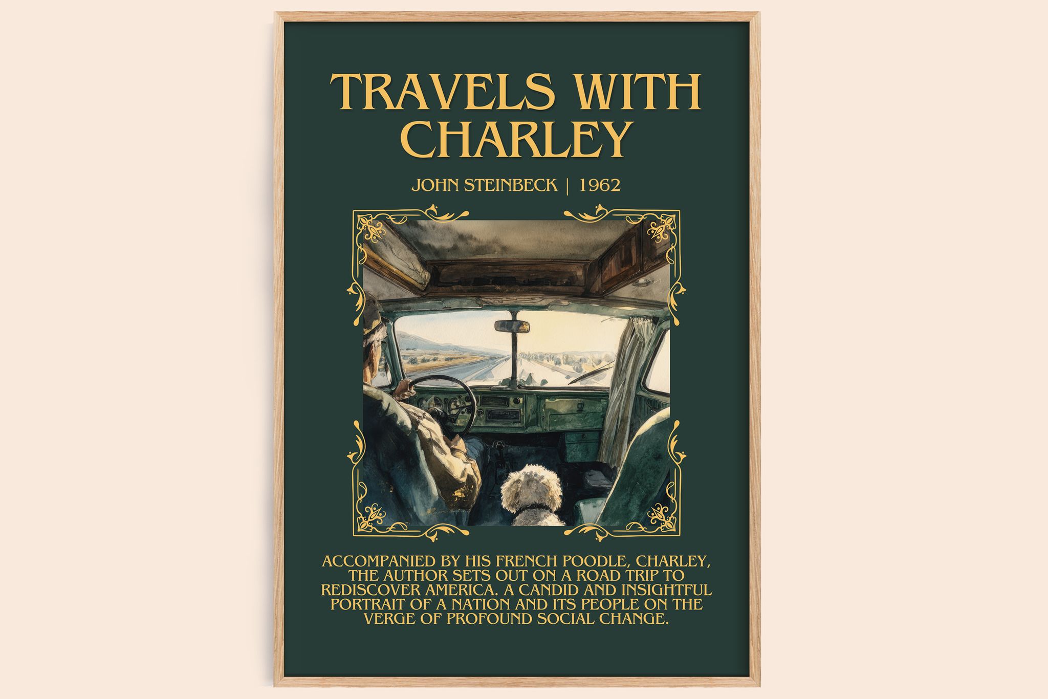 Travels With Charley Minimalist Book Poster by John Steinbeck