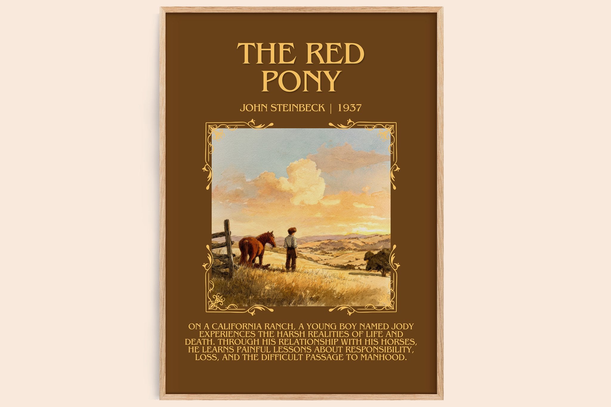 The Red Pony Minimalist Book Poster by John Steinbeck