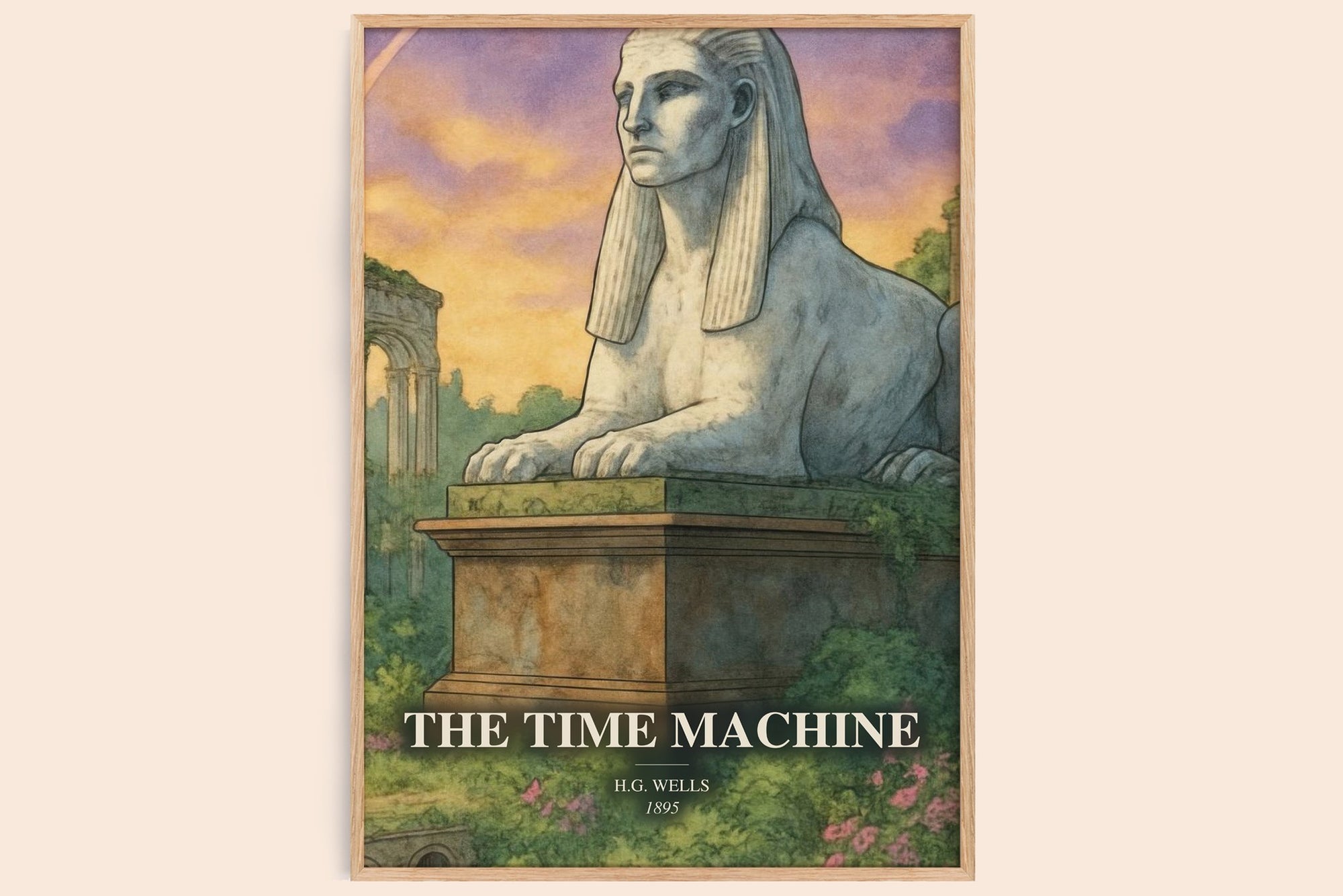 The Time Machine watercolour book poster by H.G. Wells – framed literary art print