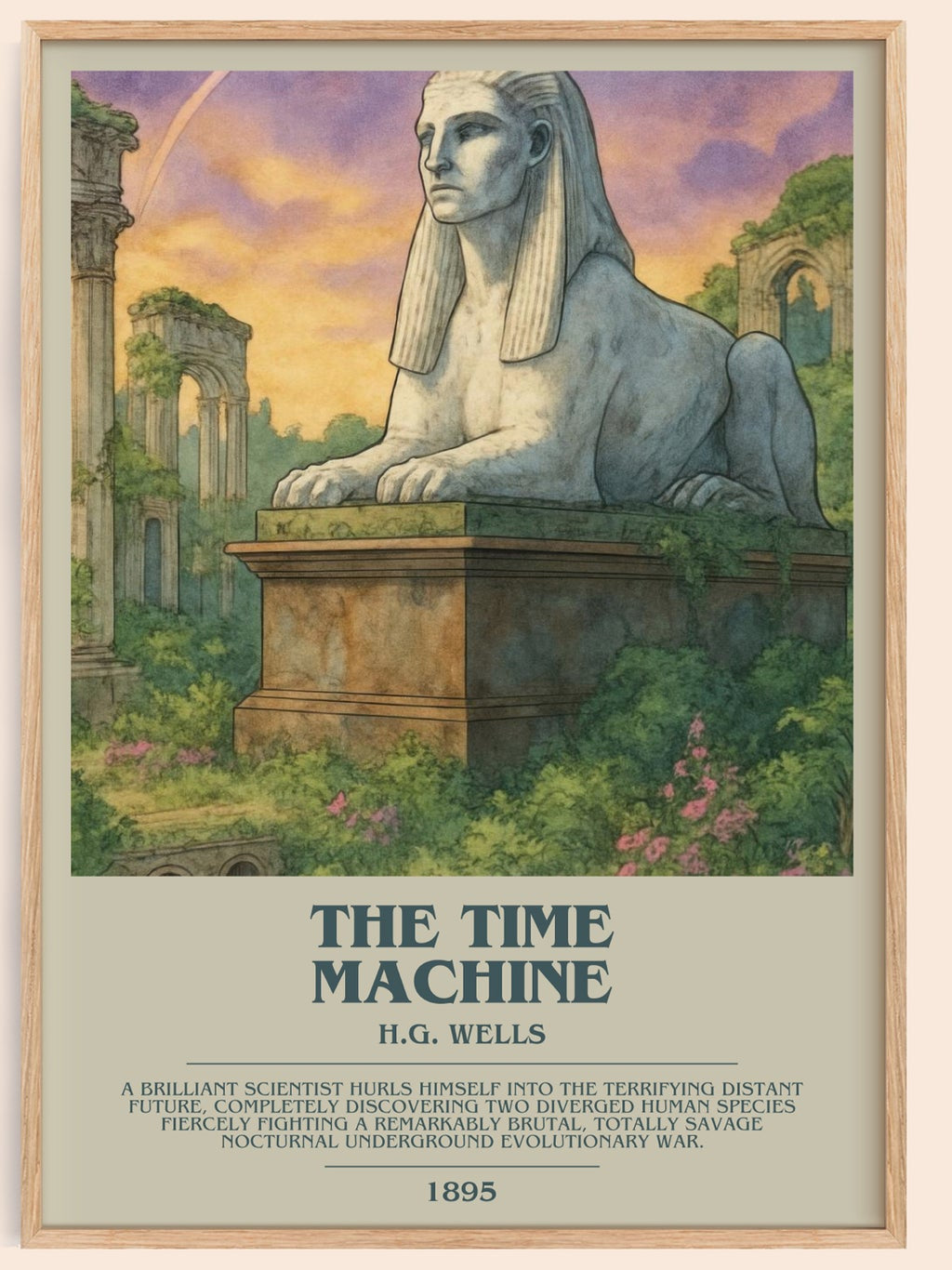 The Time Machine bookish book poster by H.G. Wells – framed literary art print