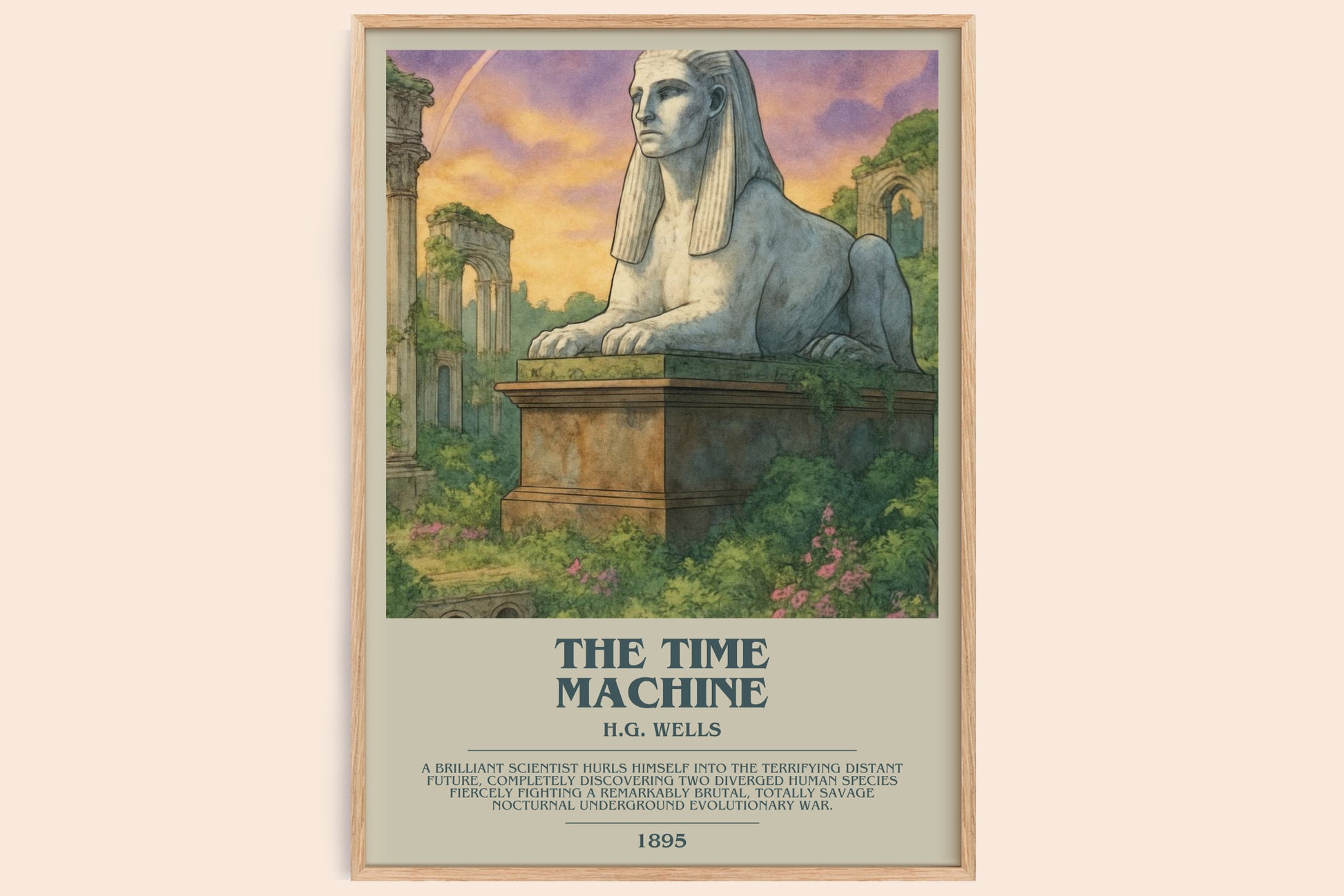 The Time Machine bookish book poster by H.G. Wells – framed literary art print