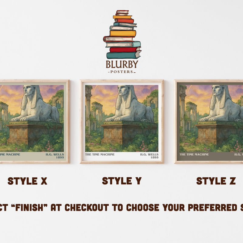 The Time Machine literary print in frame leaning in hallway – sci fi wall art