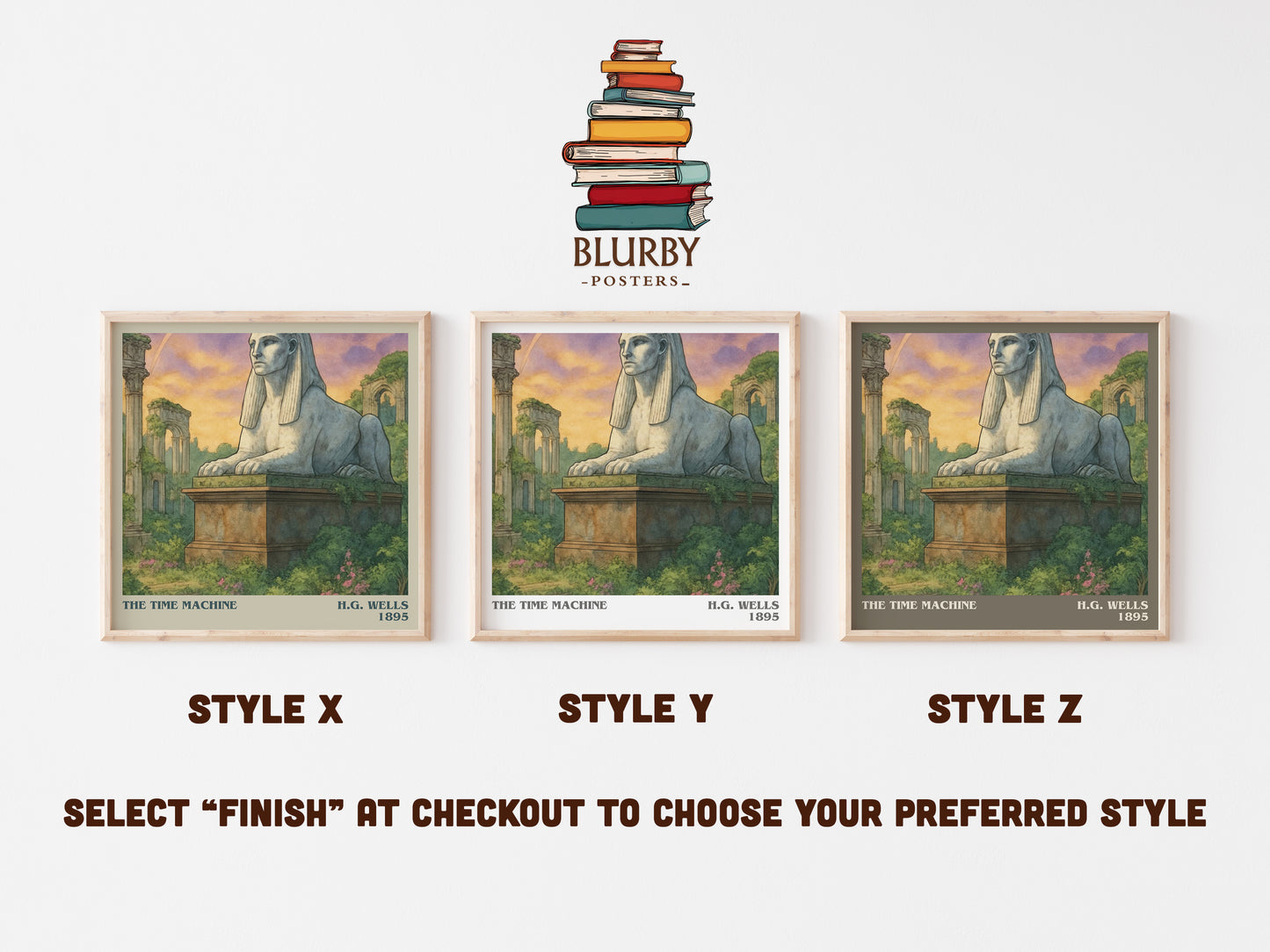 The Time Machine literary print in frame leaning in hallway – sci fi wall art