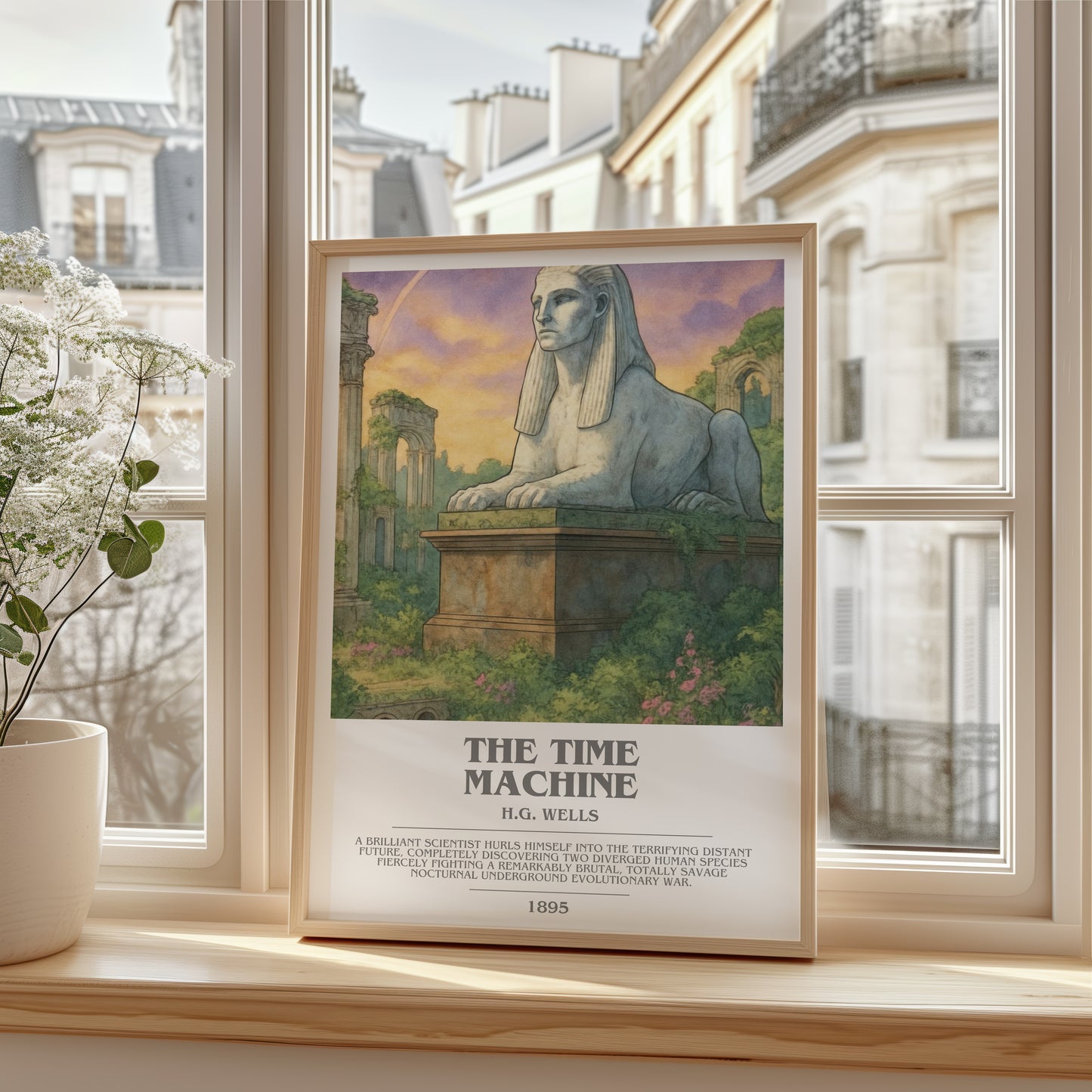 The Time Machine bookish poster colour and style options – H.G. Wells book art