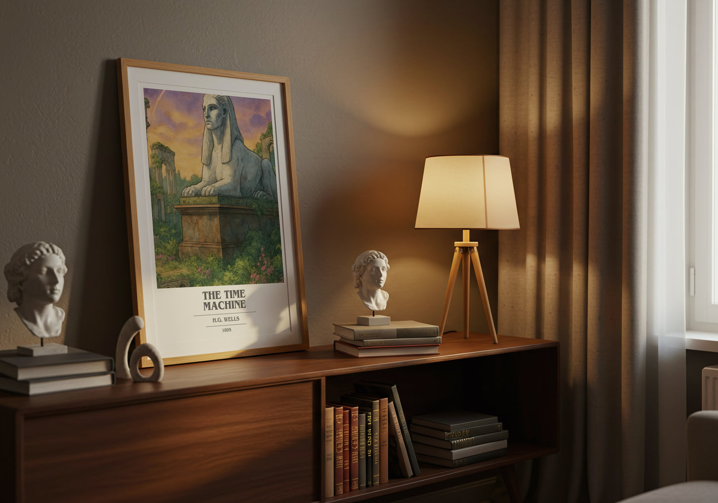 The Time Machine book cover book poster framed on wall – sci fi wall art