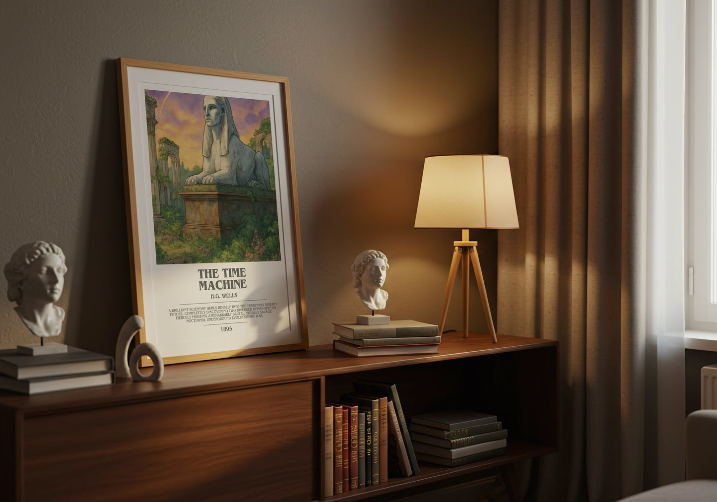 The Time Machine bookish book poster framed on wall – sci fi wall art
