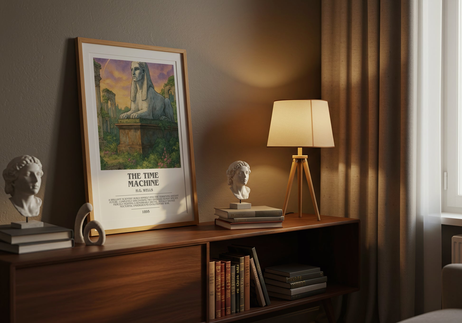 The Time Machine bookish book poster framed on wall – sci fi wall art