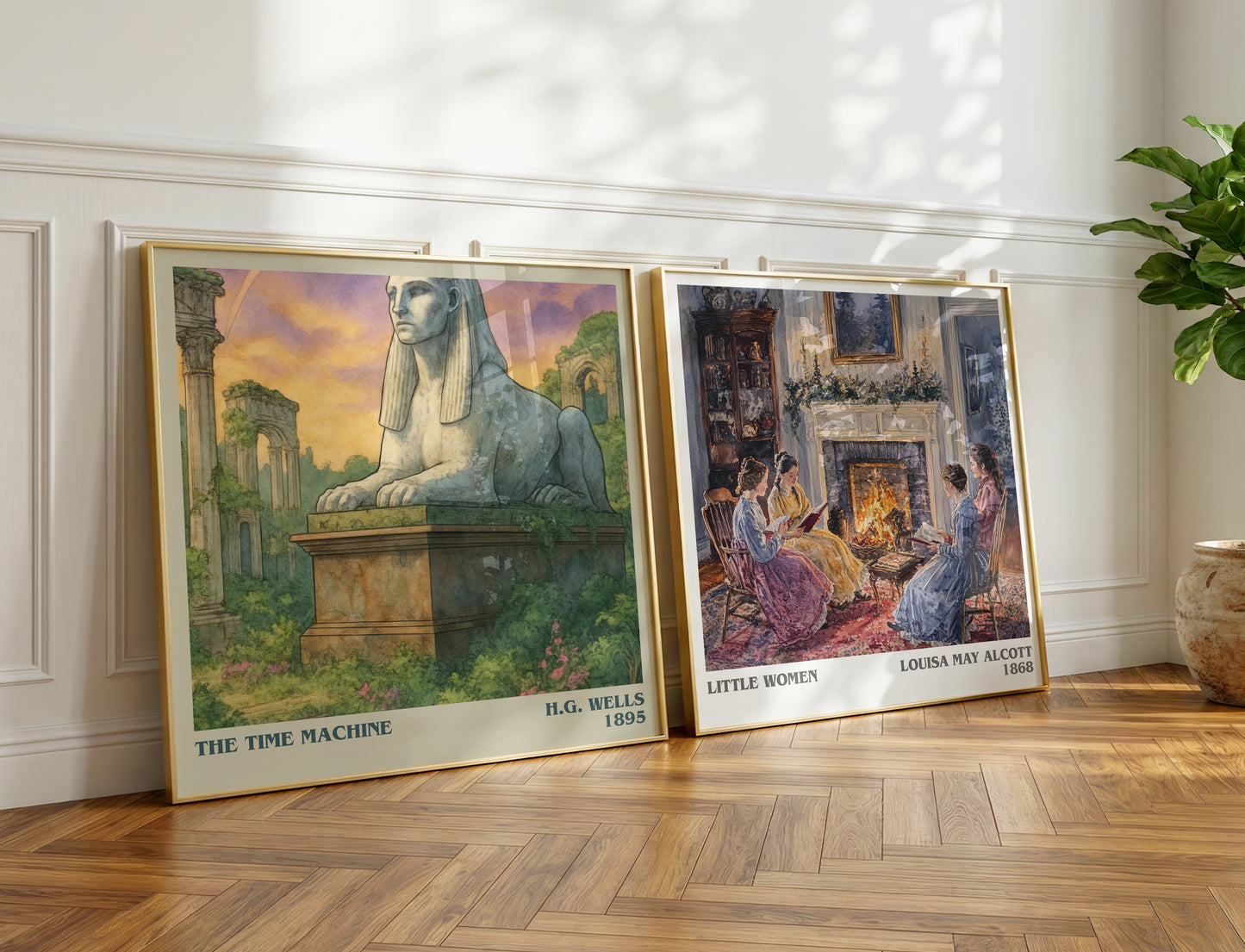 The Time Machine literary print on bookshelf – H.G. Wells fan gift