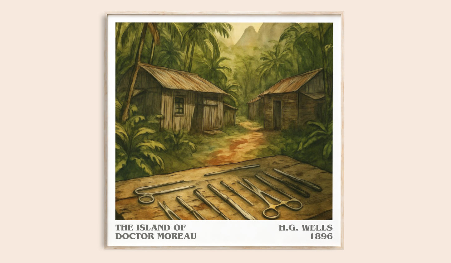 The Island Of Doctor Moreau literary book poster by H.G. Wells – framed literary art print