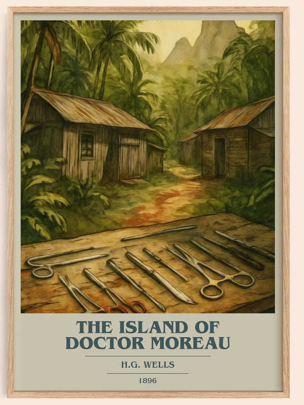 The Island Of Doctor Moreau book cover book poster by H.G. Wells – framed literary art print