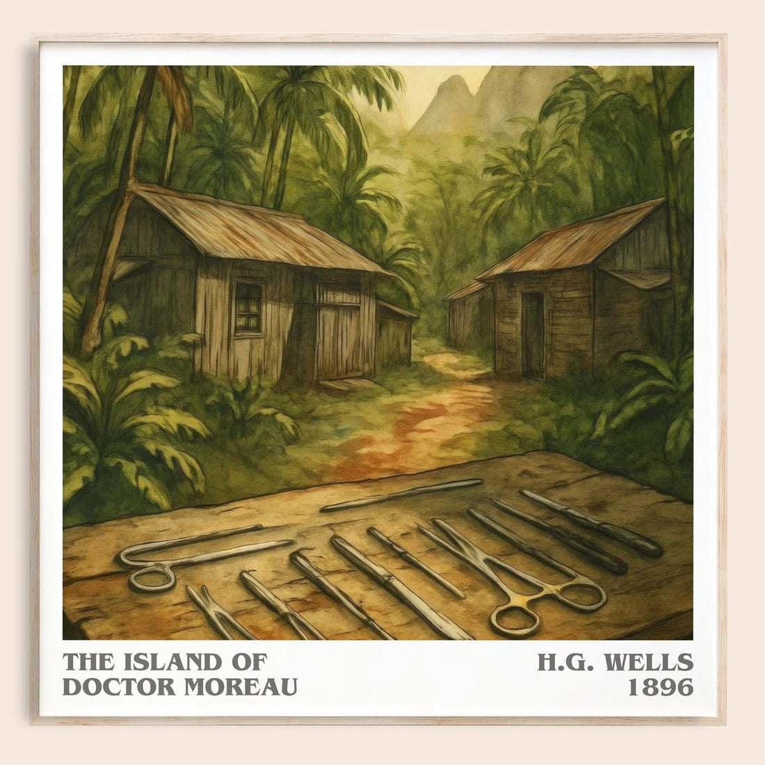 The Island Of Doctor Moreau literary book poster by H.G. Wells – framed literary art print