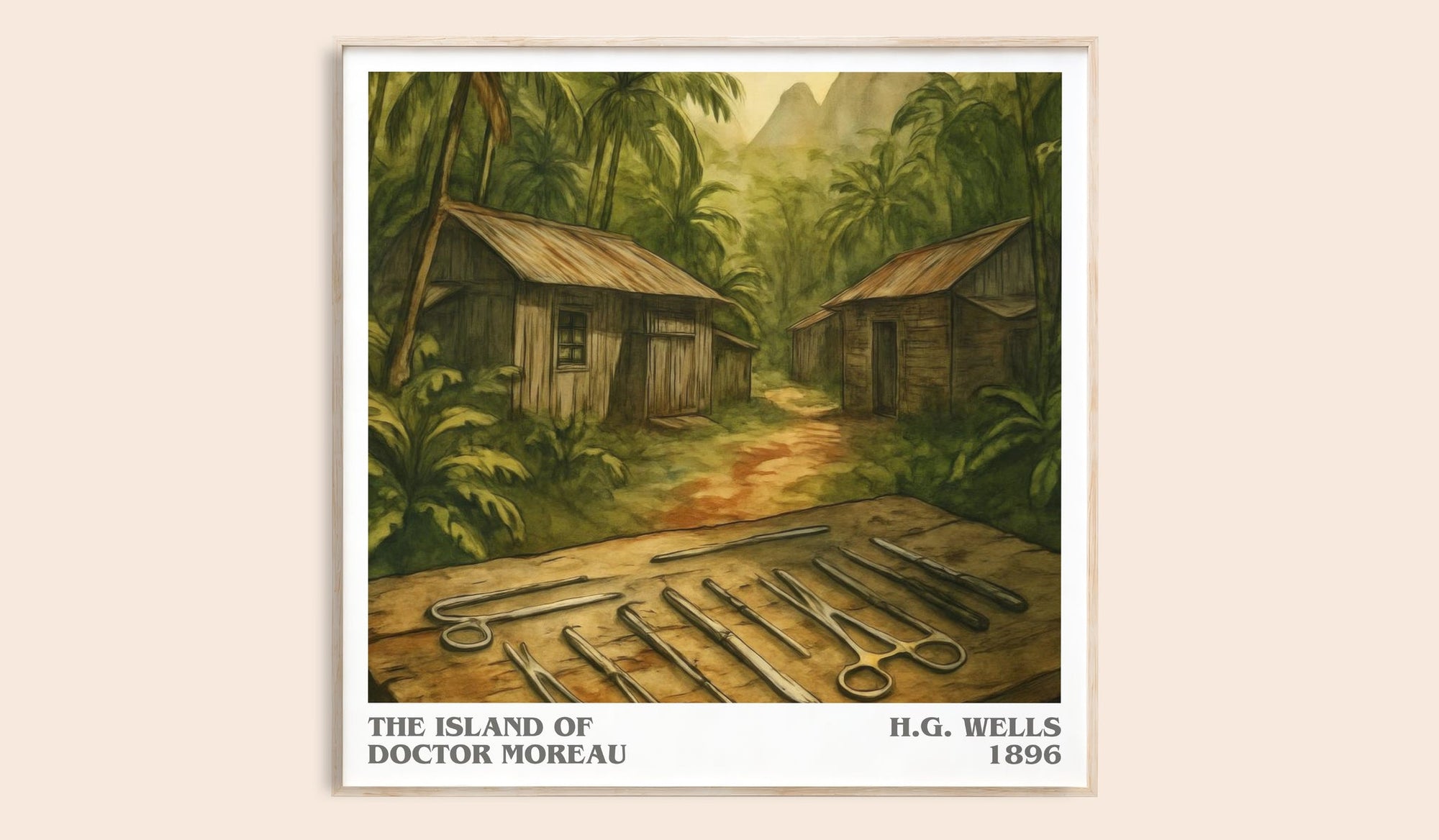 The Island Of Doctor Moreau literary book poster by H.G. Wells – framed literary art print
