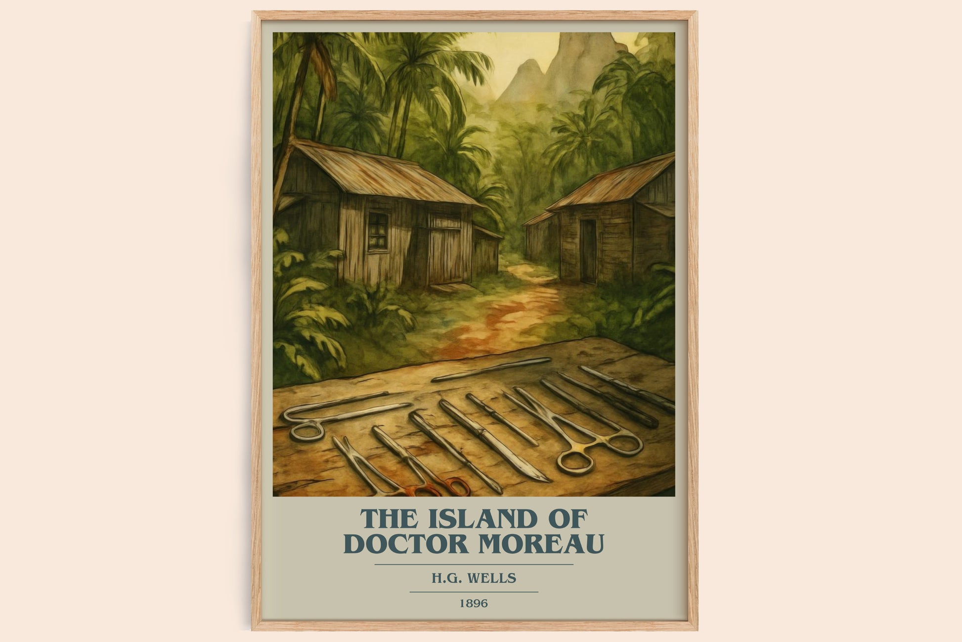 The Island Of Doctor Moreau book cover book poster by H.G. Wells – framed literary art print