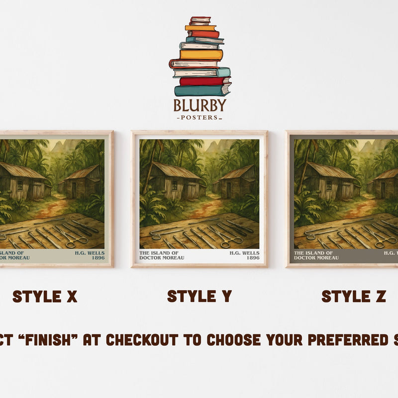 The Island Of Doctor Moreau literary print in frame leaning in hallway – sci fi wall art