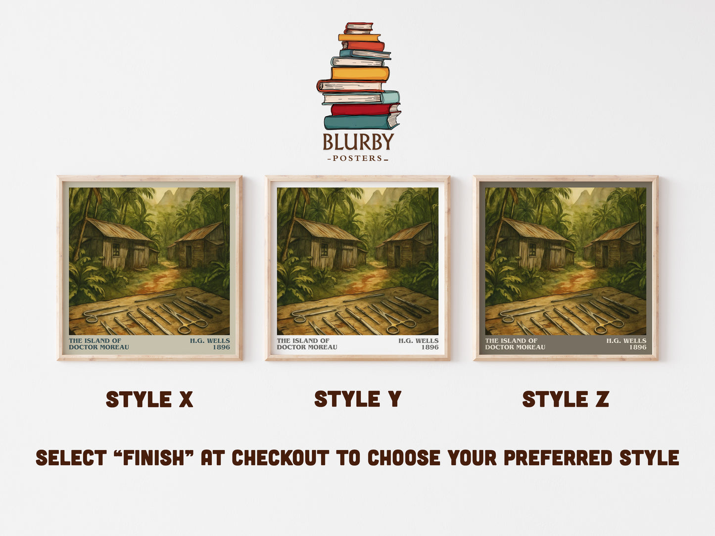 The Island Of Doctor Moreau literary print in frame leaning in hallway – sci fi wall art