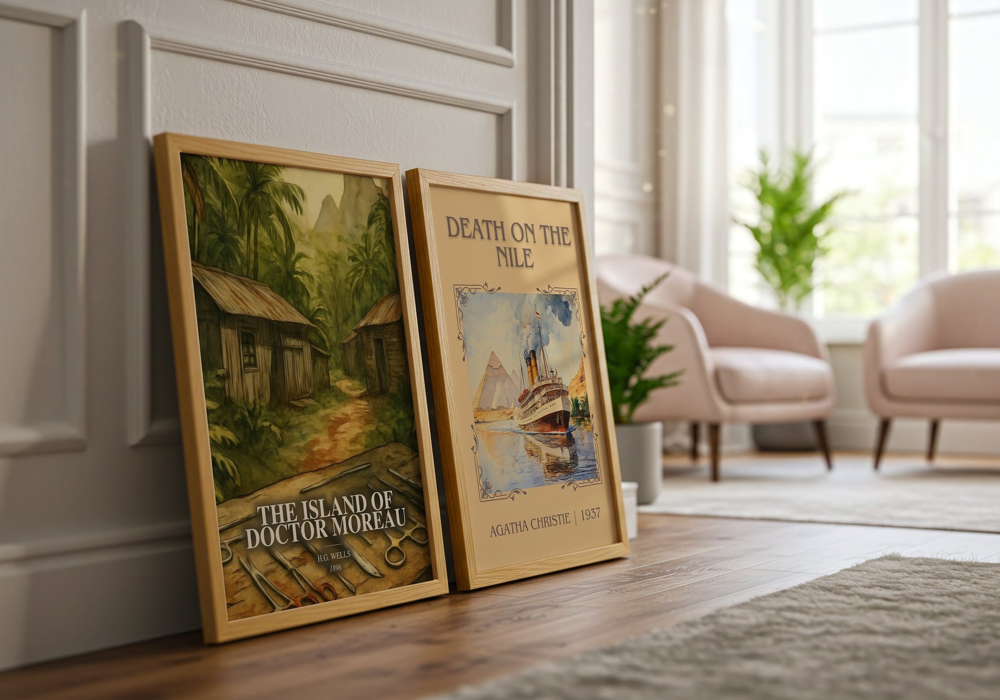 The Island Of Doctor Moreau watercolour print framed by window – literary home decor