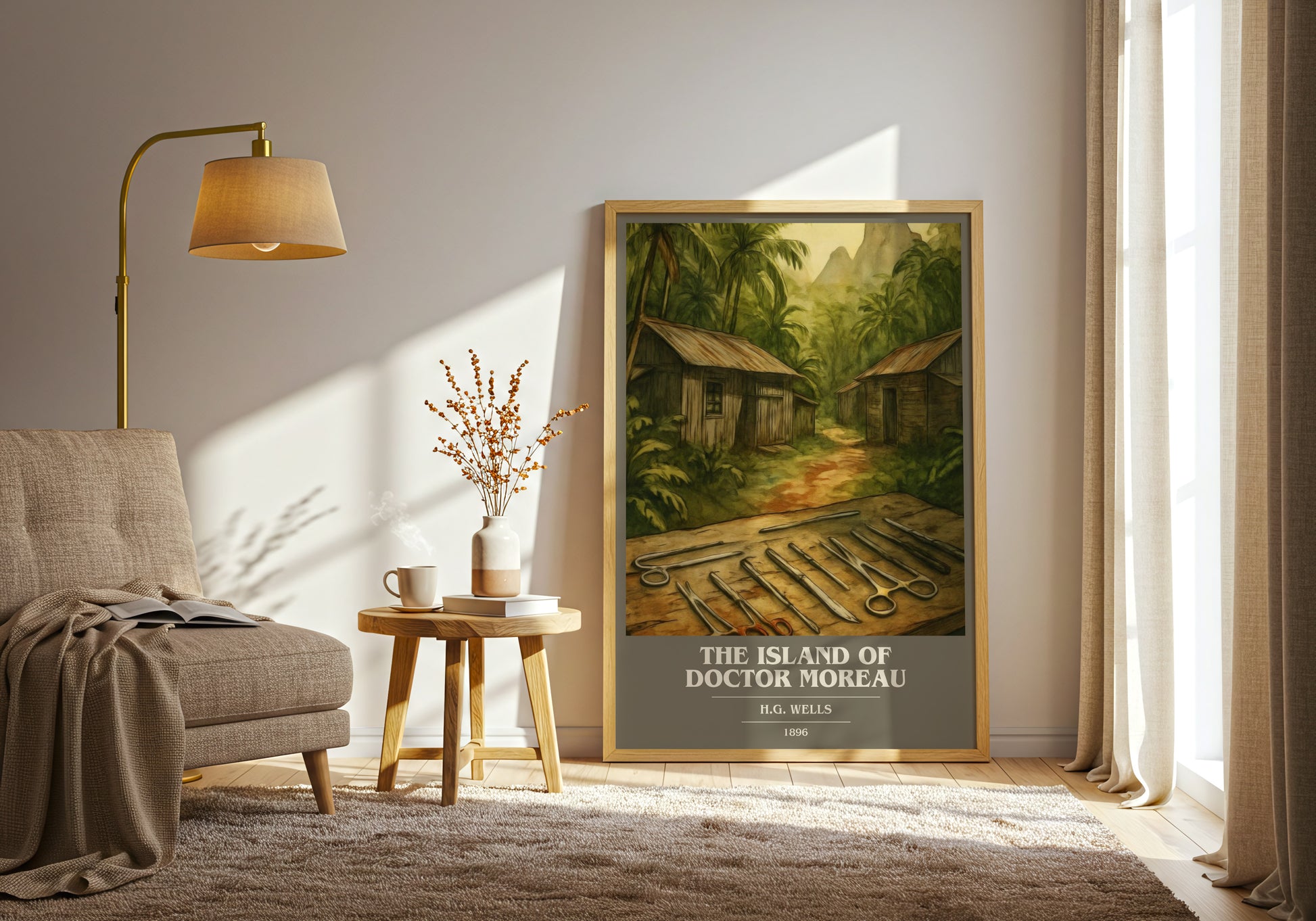 The Island Of Doctor Moreau book cover print on bookshelf – H.G. Wells fan gift