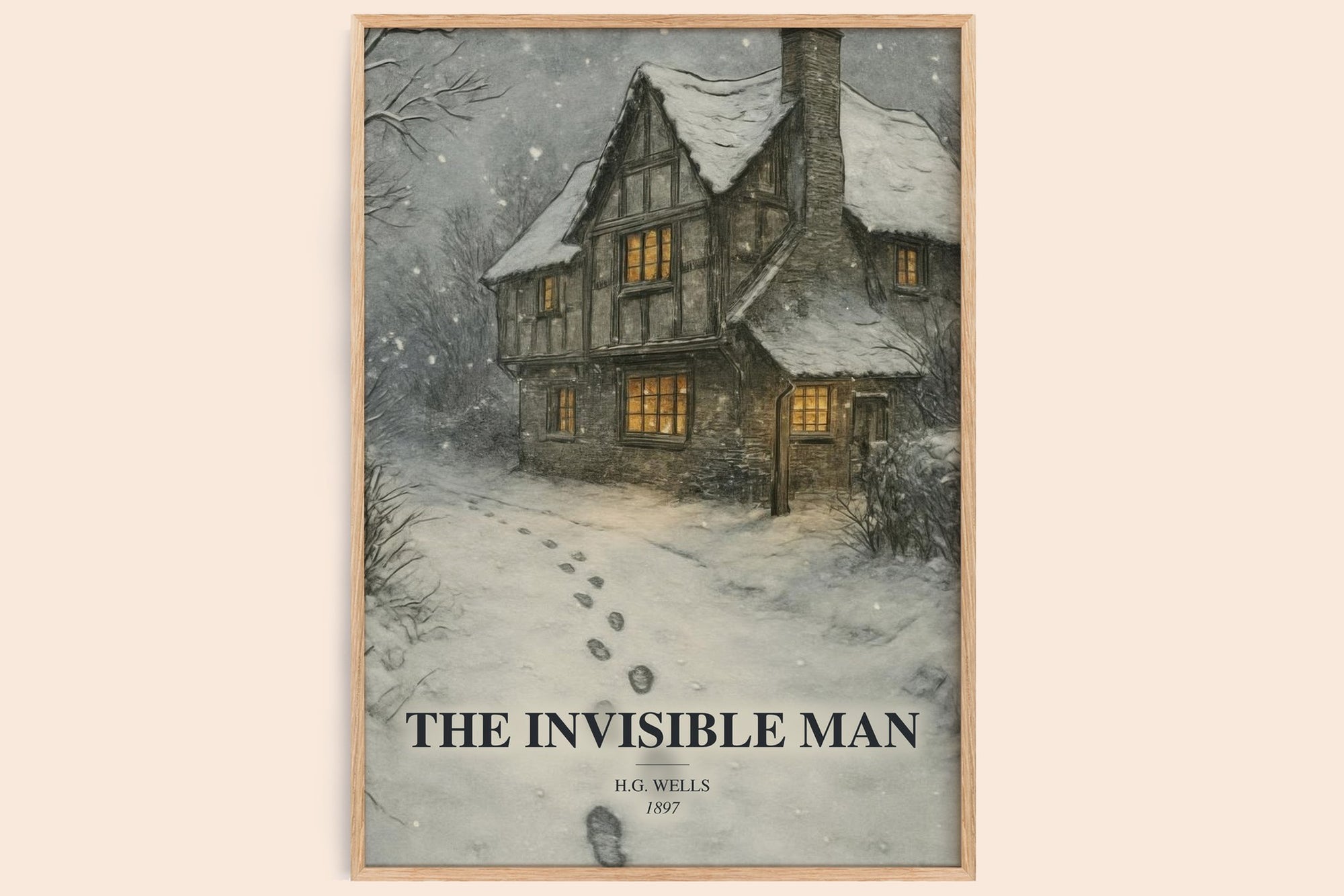 The Invisible Man watercolour book poster by H.G. Wells – framed literary art print