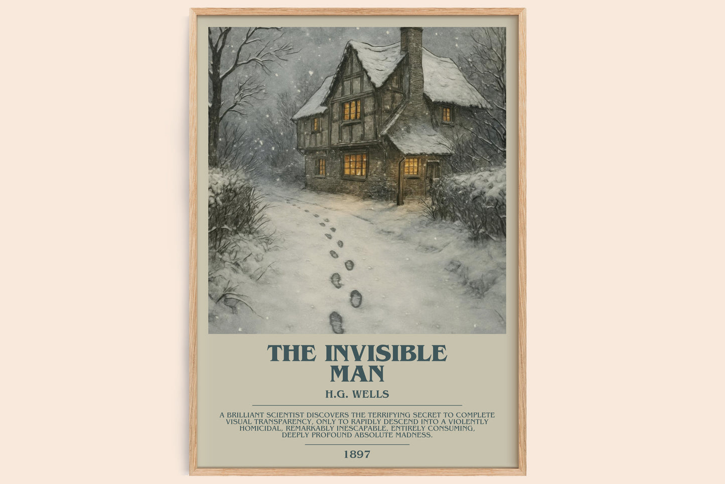 The Invisible Man bookish book poster by H.G. Wells – framed literary art print