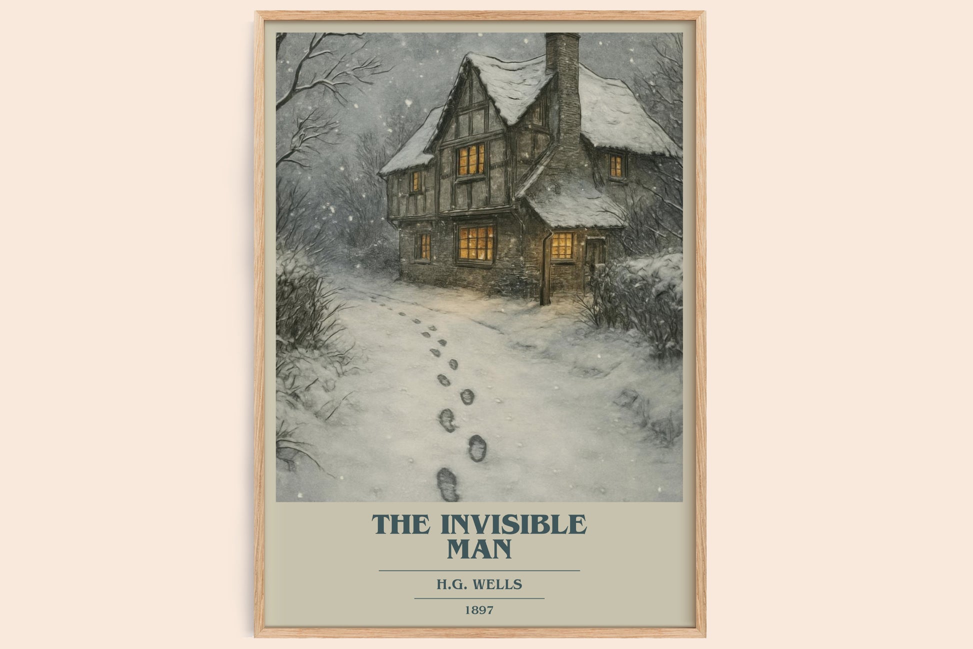 The Invisible Man book cover book poster by H.G. Wells – framed literary art print