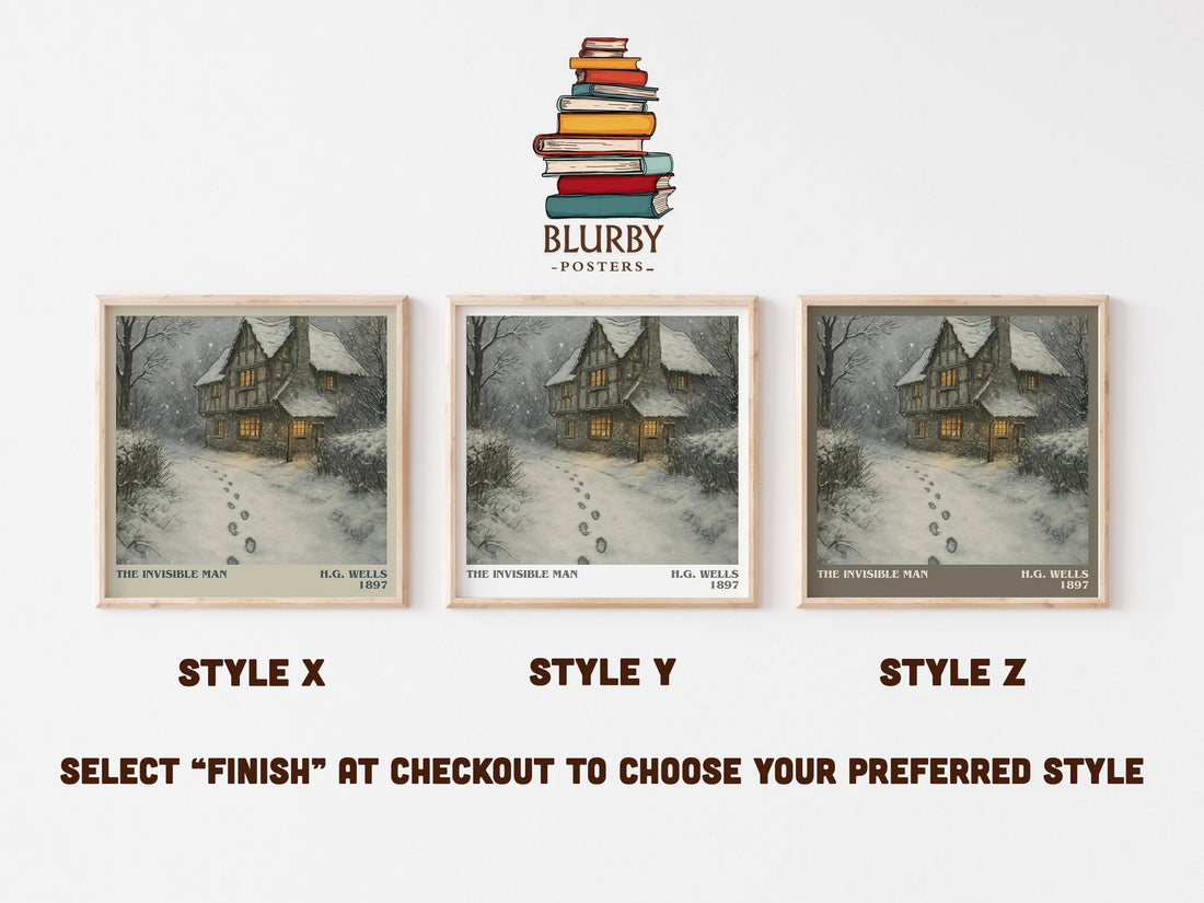 The Invisible Man literary print in frame leaning in hallway – sci fi wall art (mockup)
