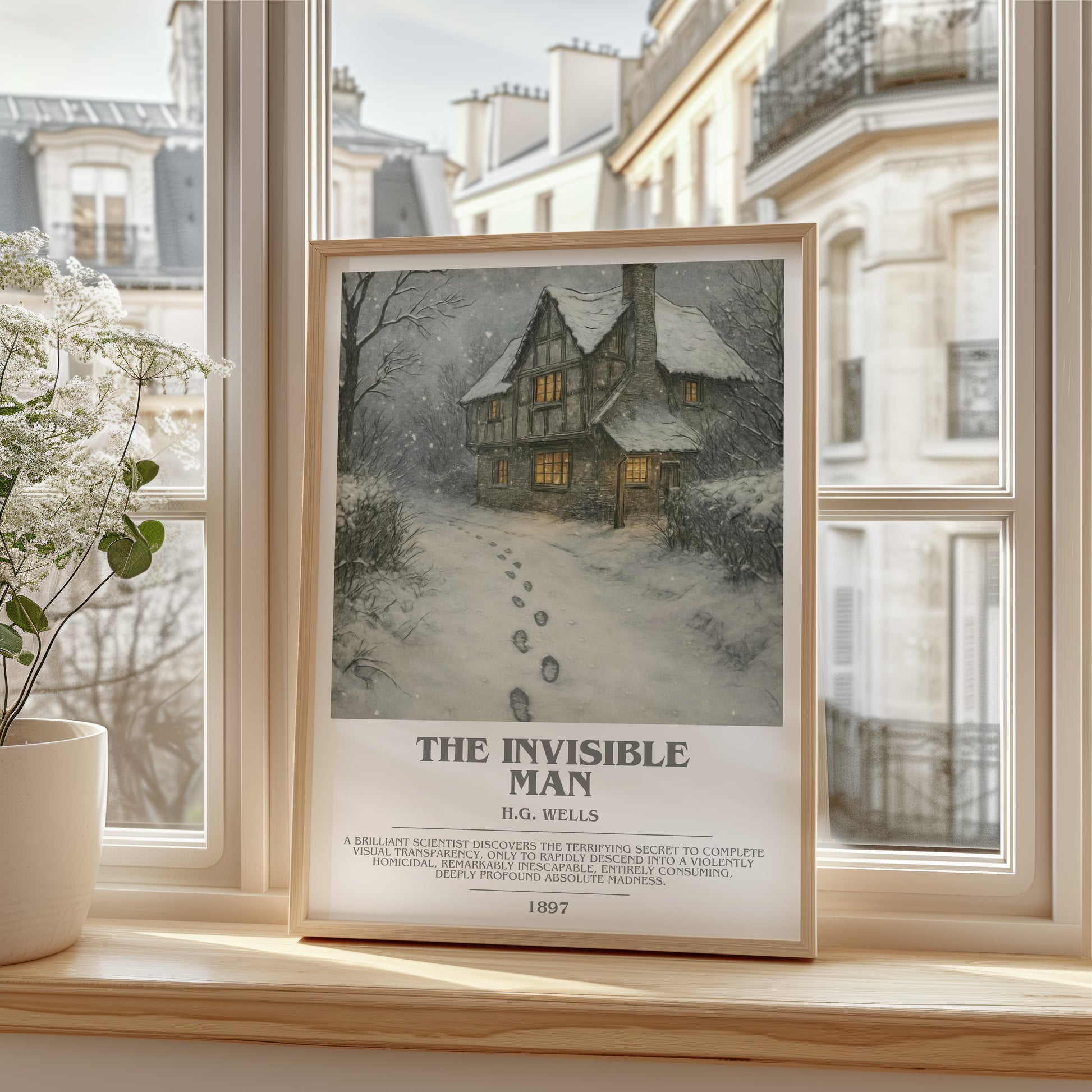 The Invisible Man bookish poster colour and style options – H.G. Wells book art
