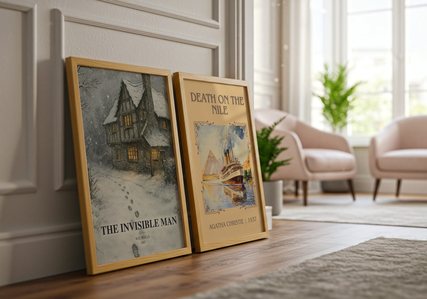The Invisible Man watercolour print framed by window – literary home decor