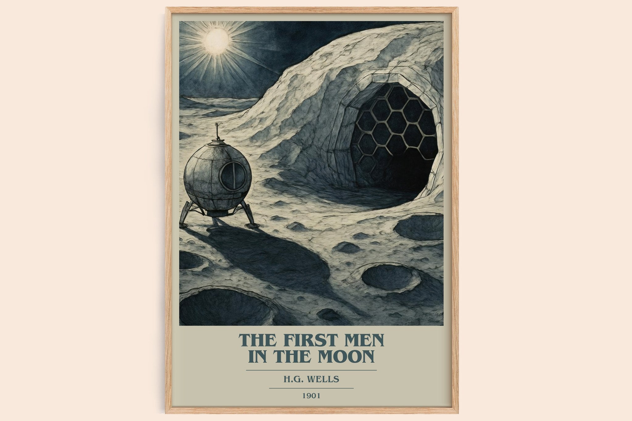 The First Men In The Moon Book Cover Poster by H.G. Wells