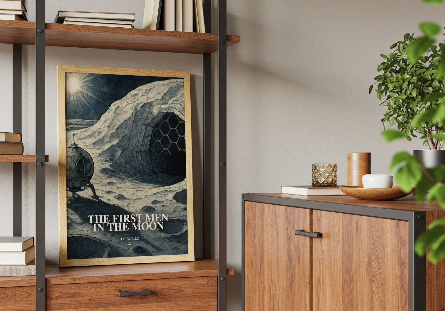 The First Men In The Moon book watercolour illustration paper finish options – matte satin gloss