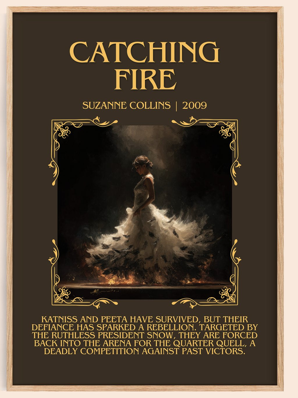 Catching Fire Minimalist Book Poster by Suzanne Collins – book poster