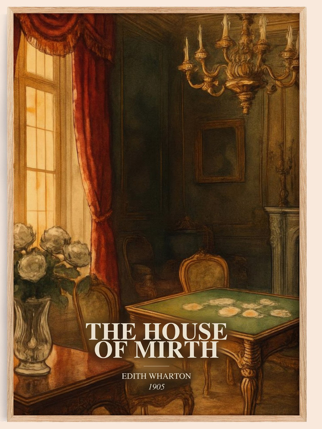 The House Of Mirth watercolour book poster by Edith Wharton – framed literary art print
