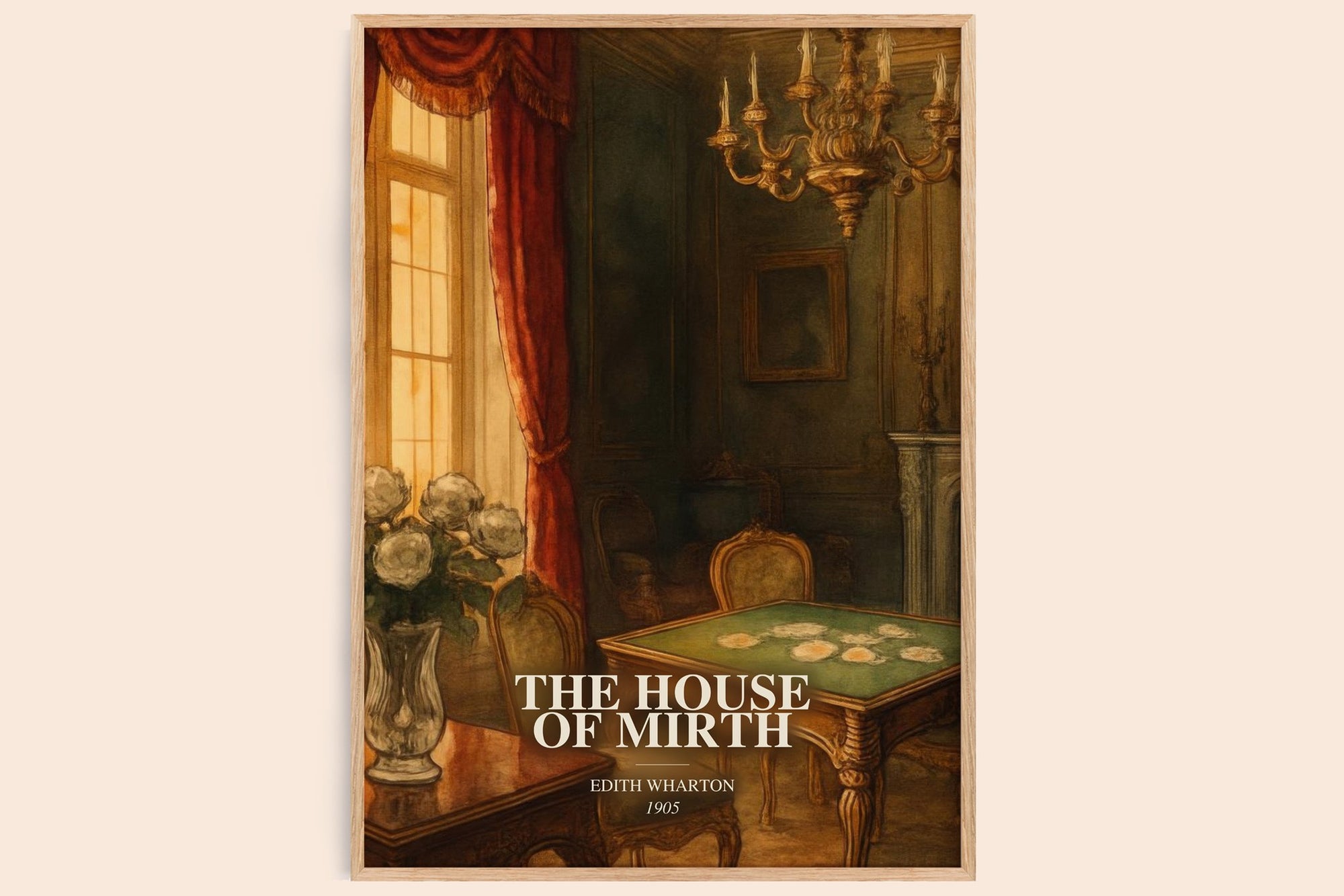 The House Of Mirth watercolour book poster by Edith Wharton – framed literary art print