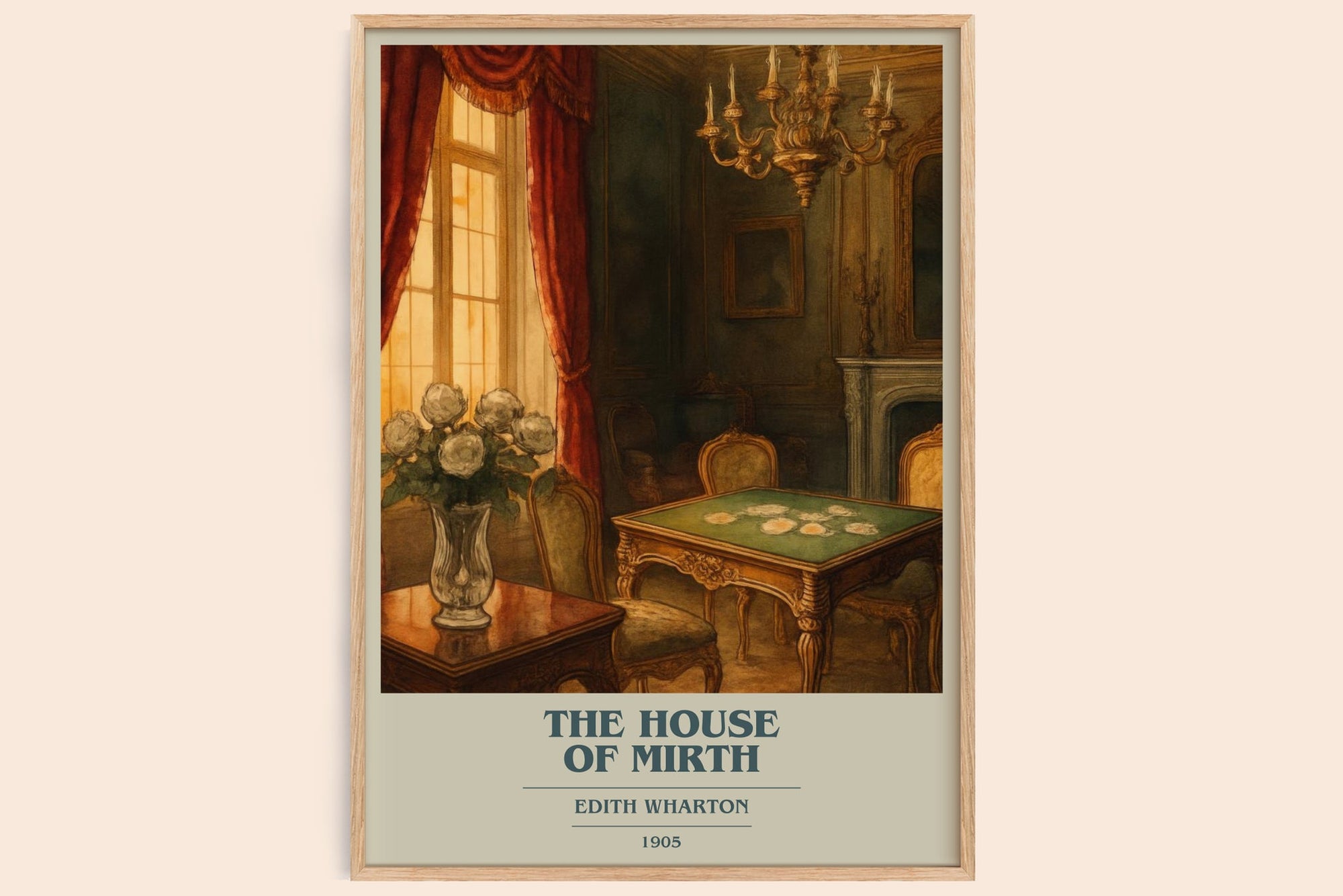 The House Of Mirth book cover book poster by Edith Wharton – framed literary art print