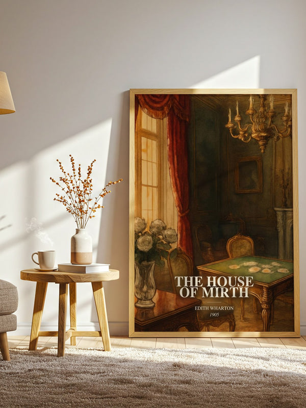 The House Of Mirth watercolour print in frame leaning in hallway – classic literature wall art