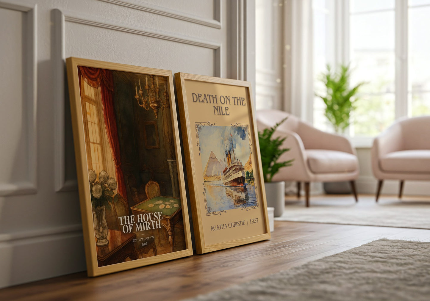 The House Of Mirth watercolour print framed by window – literary home decor