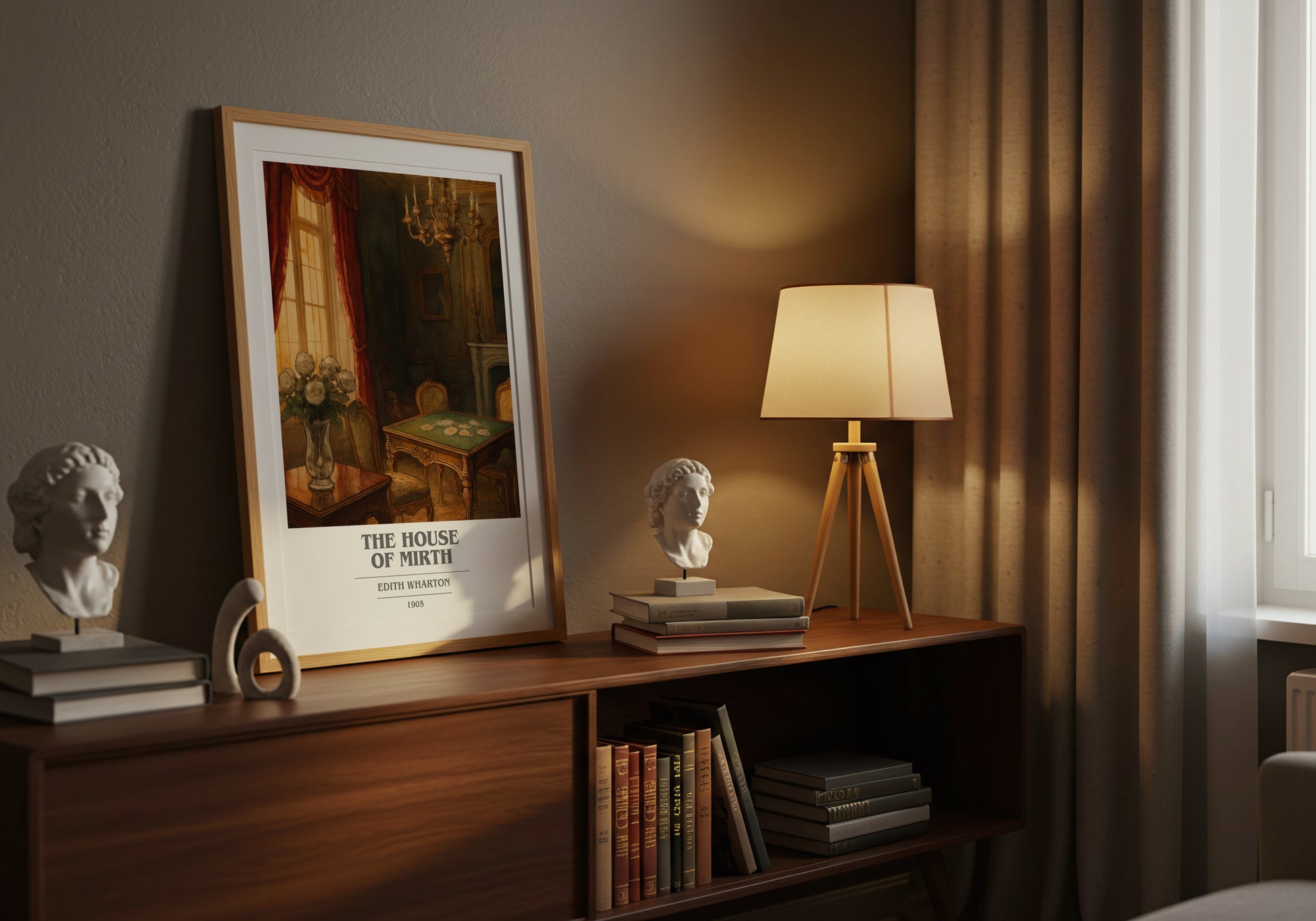 The House Of Mirth book cover book poster framed on wall – classic literature wall art