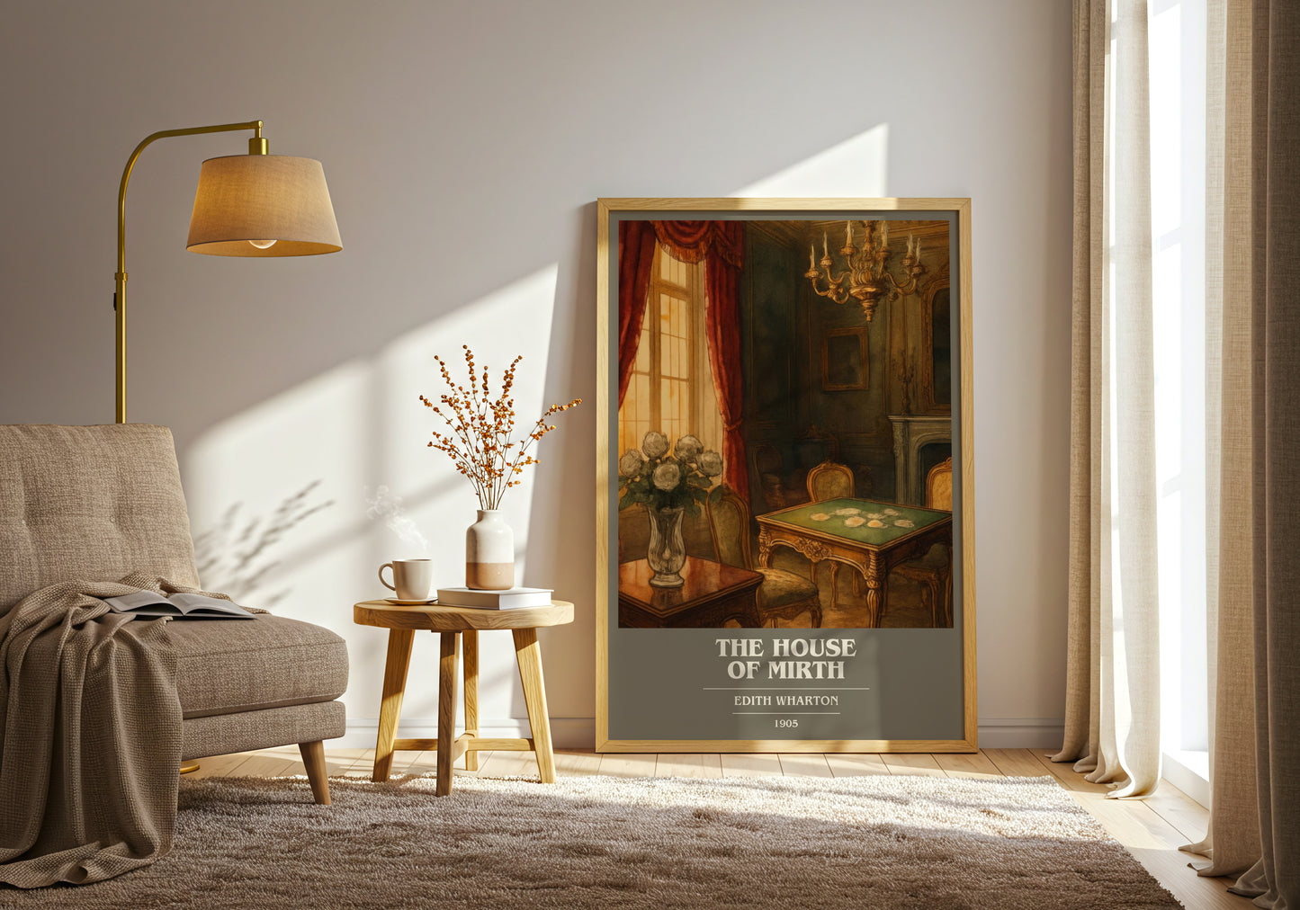 The House Of Mirth book cover print on bookshelf – Edith Wharton fan gift