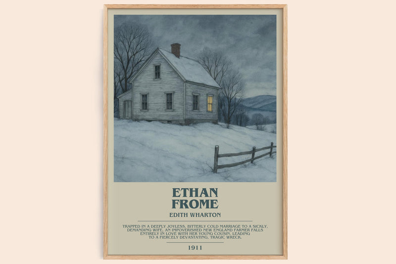 Ethan Frome bookish book poster by Edith Wharton – framed literary art print
