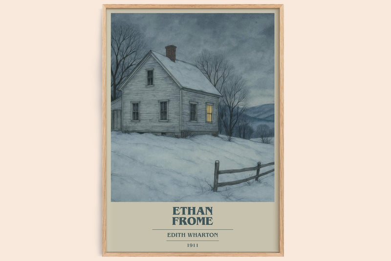 Ethan Frome Book Cover Poster by Edith Wharton (Modern Minimalist style)