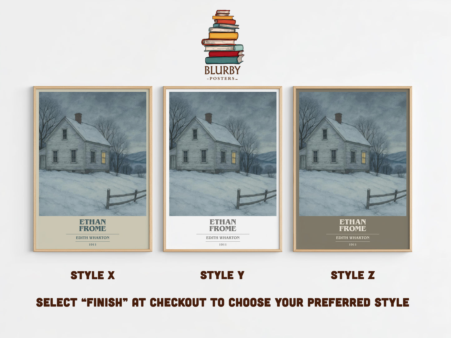 Ethan Frome book cover print in frame leaning in hallway – classic literature wall art