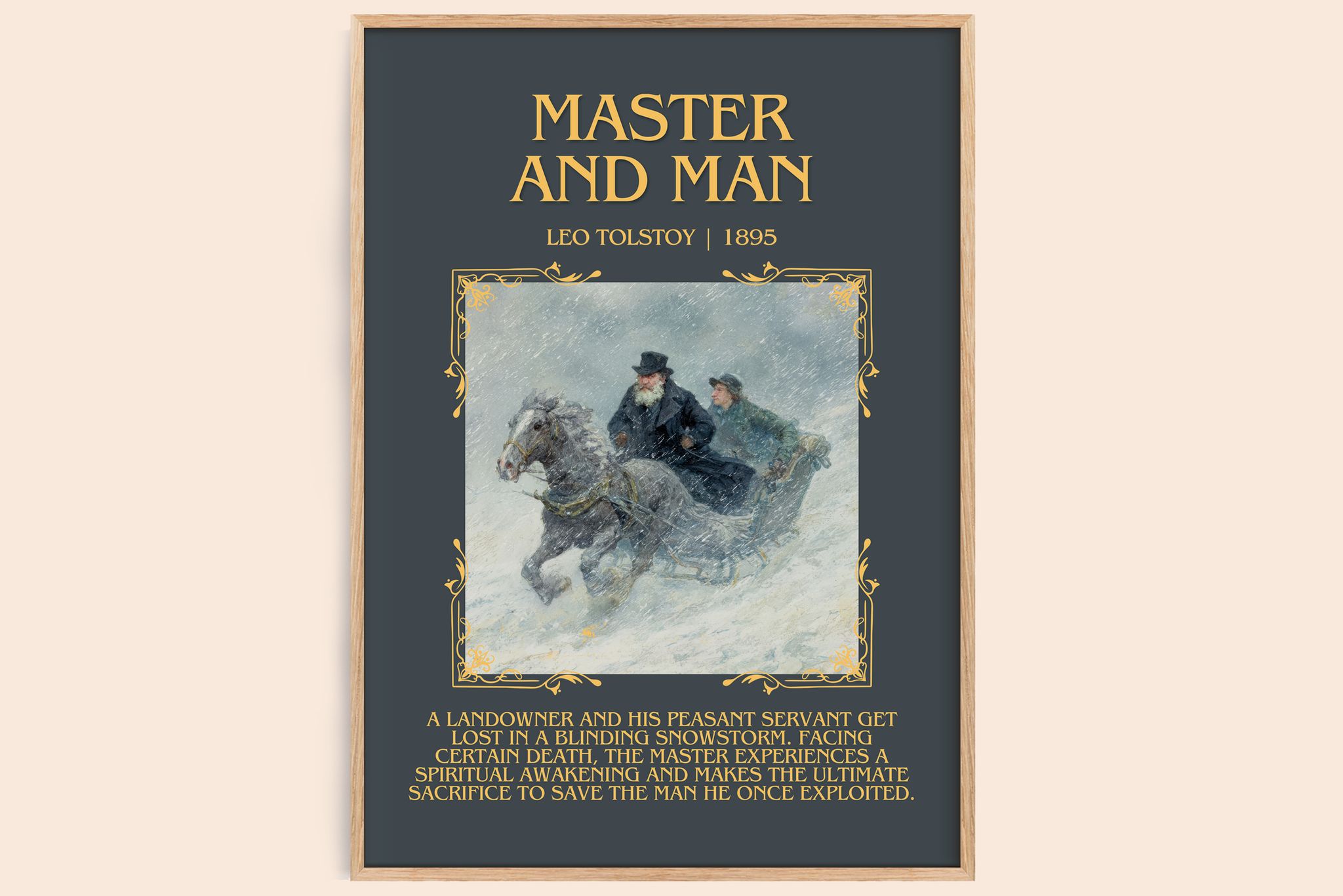 Master And Man Minimalist Book Poster by Leo Tolstoy