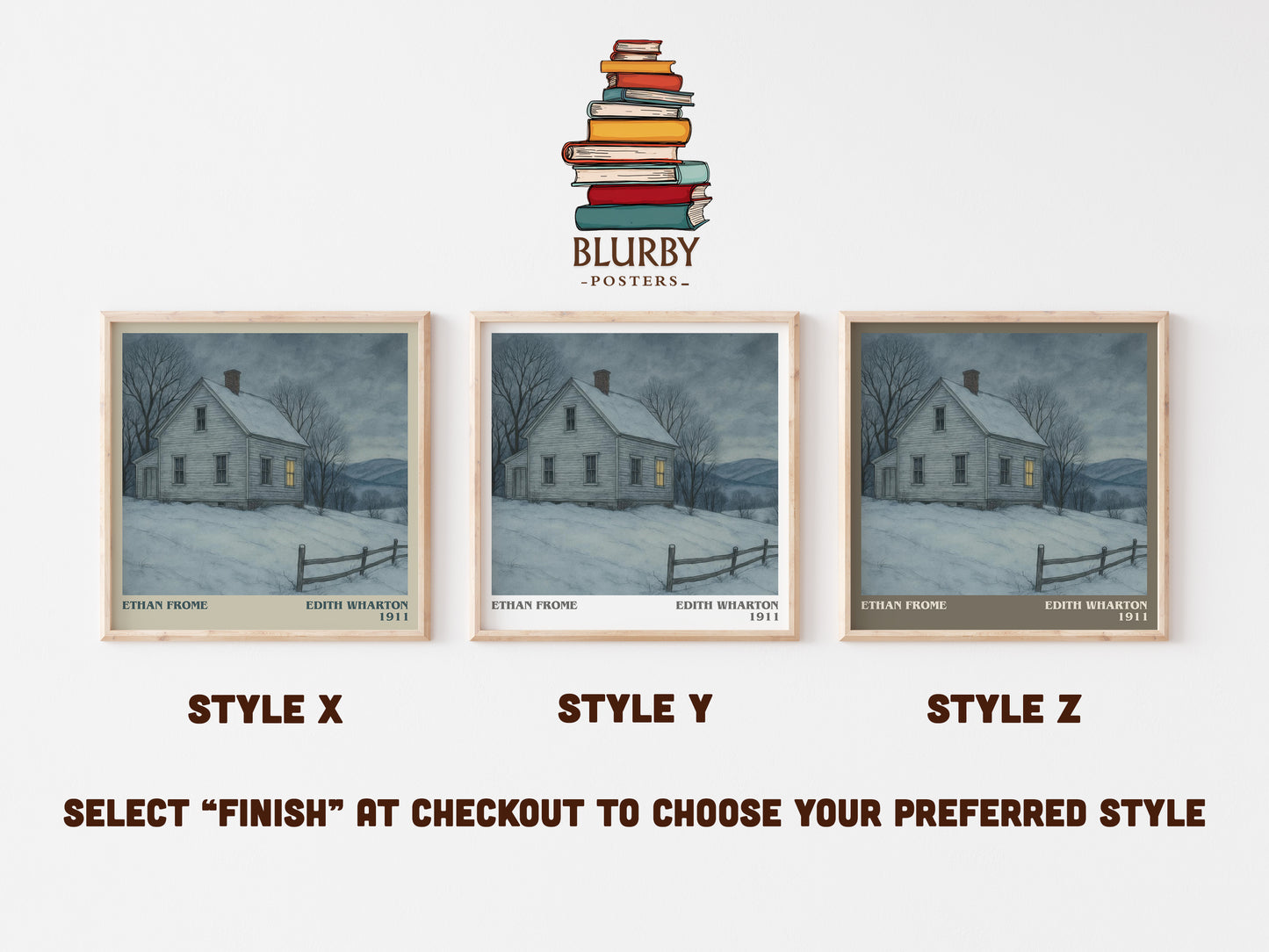 Ethan Frome literary print in frame leaning in hallway – classic literature wall art